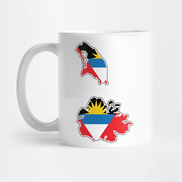 Antigua and Barbuda National Flag in Map by IslandConcepts